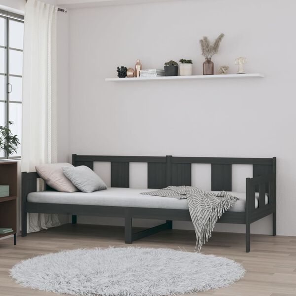 vidaXL Day Bed without Mattress Grey Solid Wood Pine 80x200 cm