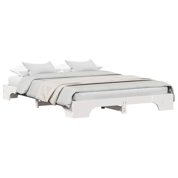 vidaXL Bed Frame White 160 x 200 cm Solid Pine Wood