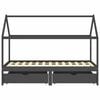 vidaXL Kids Bed Frame with Drawers Dark Grey Solid Pine Wood 90x200cm