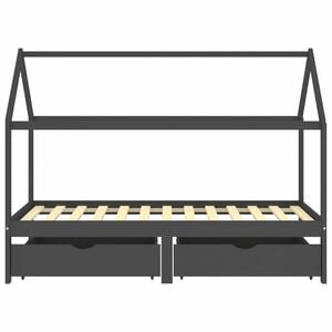 vidaXL Kids Bed Frame with Drawers Dark Grey Solid Pine Wood 90x200cm