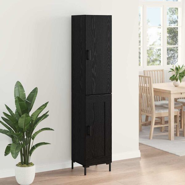 vidaXL Highboard Black Oak 34.5 x 34 x 180 cm Engineered Wood