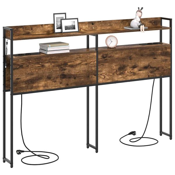 vidaXL Headboard with Shelf Smoked oak 150 cm Engineered wood