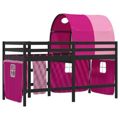 vidaXL Kids' Loft Bed with Tunnel Pink 90x200 cm Solid Wood Pine