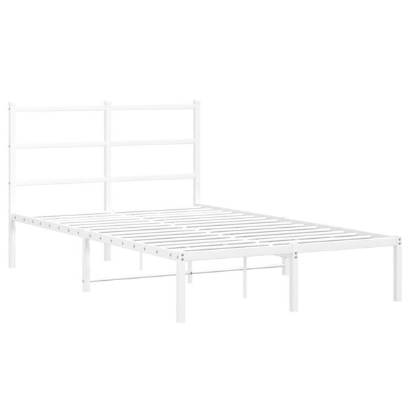 vidaXL Metal Bed Frame without Mattress with Headboard White 120x200cm
