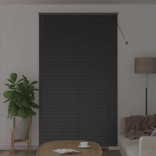 vidaXL Window Blind with Curtains Manual Black Aluminium