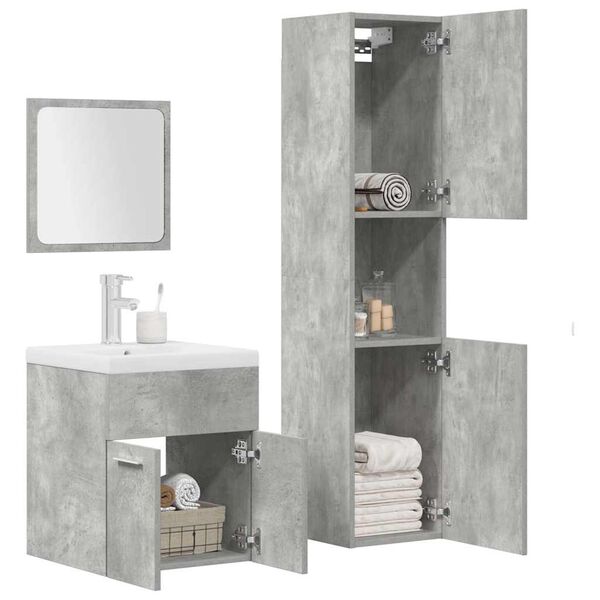 vidaXL 4 Piece Bathroom Furniture Set Concrete Grey Engineered Wood