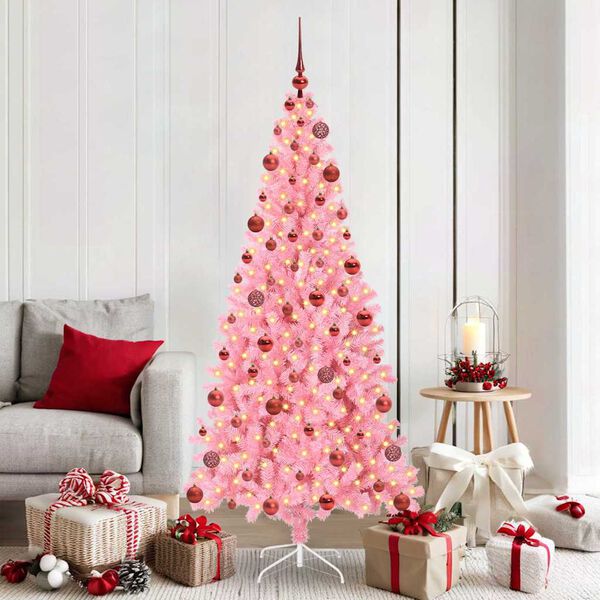 vidaXL Christmas Tree with 300 LEDs with Stand Pink 180 cm PVC
