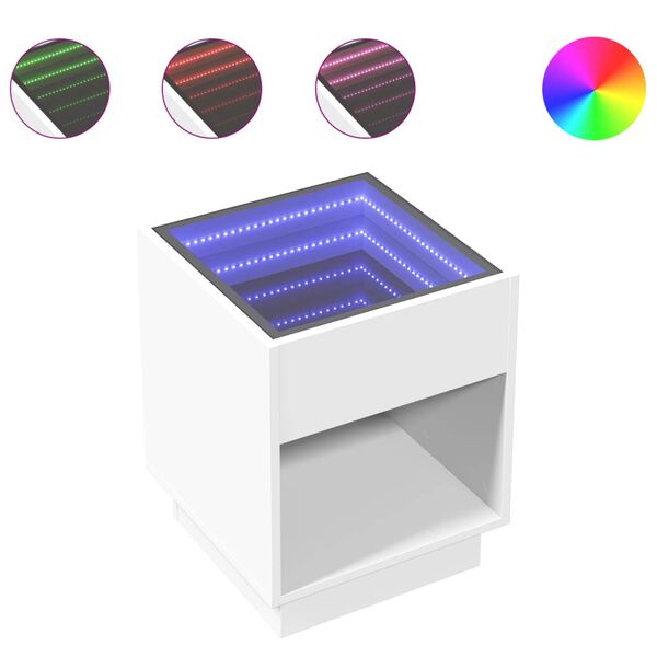 vidaXL Coffee Table with Infinity LED White 40x40x50 cm