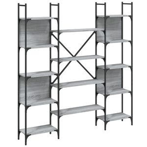 vidaXL Bookshelf | Grey Sonoma | Engineered wood, powder-coated steel | Tall