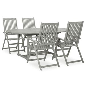 vidaXL 5 Piece Garden Dining Set (150-200)x100cm Solid Acacia Wood Grey