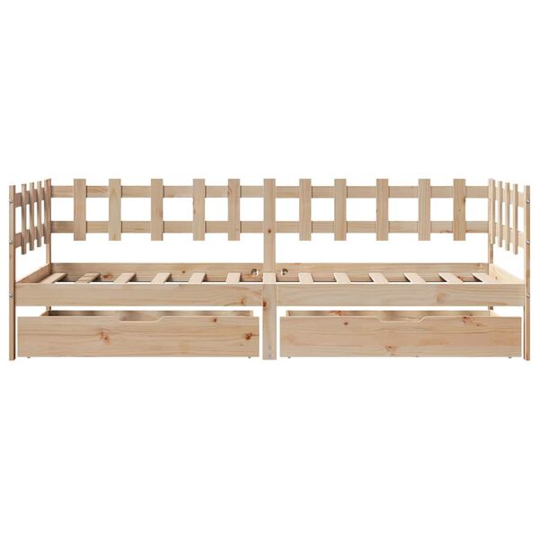 vidaXL Daybed with Drawers without Mattress 90x190 cm Single Solid Wood