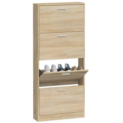 vidaXL Shoe Cabinet Oak 59x17x150 cm Engineered Wood