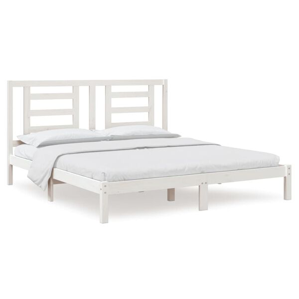 vidaXL Bed Frame without Mattress White 180x200 cm Super King Solid Wood