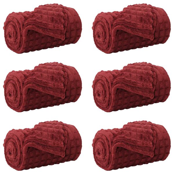 vidaXL Throw Blankets 6 pcs Bordeaux Red 150 x 130 cm Fleece