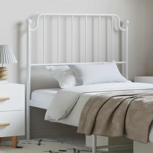 vidaXL Metal Replace Headboard White 100 cm
