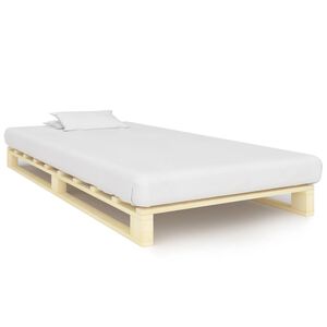 vidaXL Bed Frame | Natural | Solid Pine Wood | 90x200 cm | Durable | Bed Frame