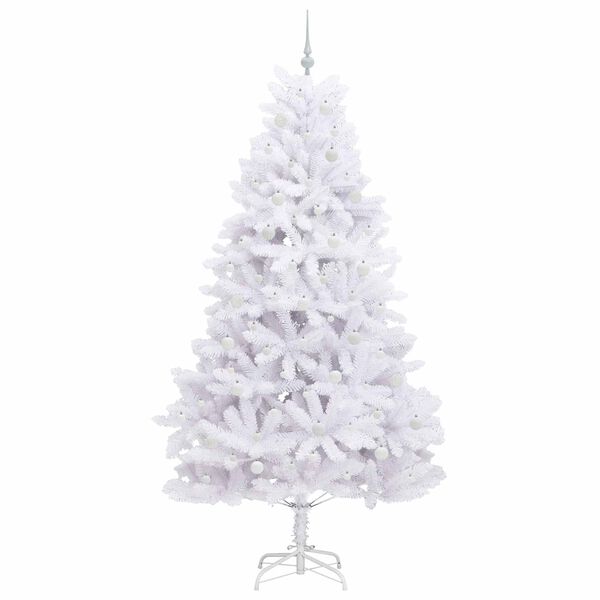 vidaXL Artificial Hinged Christmas Tree White 240 cm PVC and Steel