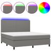 vidaXL Box Spring Bed with Mattress&LED Dark Grey 160x200 cm Fabric