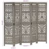 vidaXL Hand Carved 5-Panel Room Divider Grey 200x165 cm Solid Mango Wood