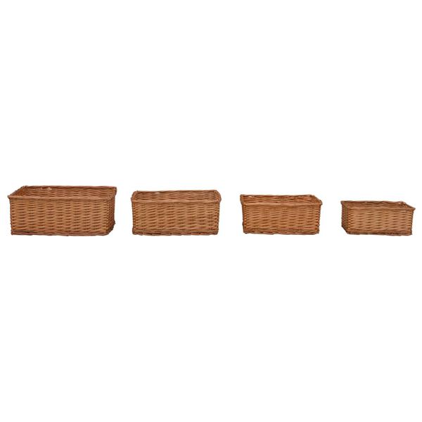 vidaXL 4 Piece Nesting Basket Set Brown Willow