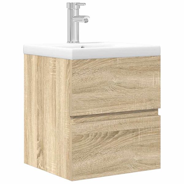 vidaXL 2 Piece Bathroom Furniture Set Sonoma Oak Engineered Wood
