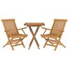 vidaXL 3 Piece Garden Dining Set Solid Wood Teak