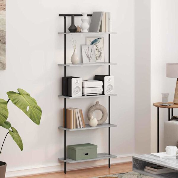 vidaXL Bookshelf Grey Sonoma 60 x 24 x 168 cm Engineered wood