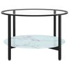 vidaXL Tea Table Black and White Marble 70 cm Tempered Glass
