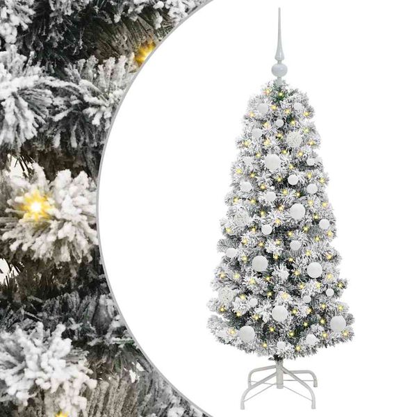 vidaXL Artificial Hinged Christmas Tree Green and White 120 cm