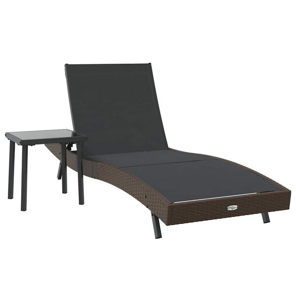 vidaXL Sun Lounger with Table 2 pcs Brown, black 40 x 40 x 40.5 cm
