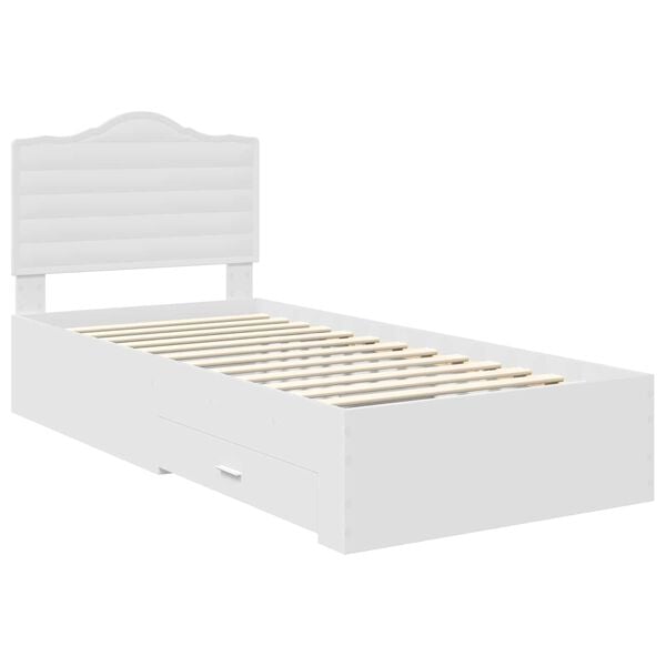 vidaXL Bed Frame with Headboard White 90 x 190 cm Engineered Wood