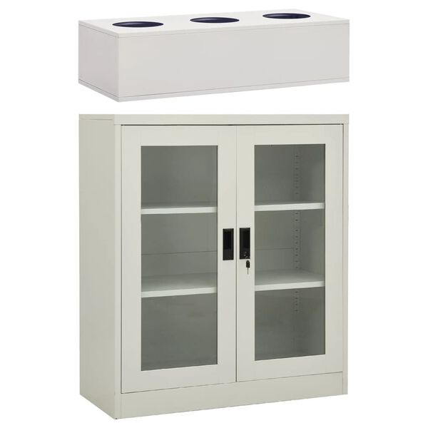 vidaXL Office Cabinet with Planter Box Light Grey 90x40x128 cm Steel