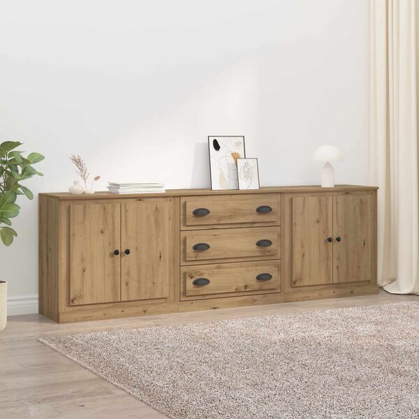 vidaXL Sideboards with Drawer 3 pcs Artisan Oak 70 x 35.5 x 67.5 cm