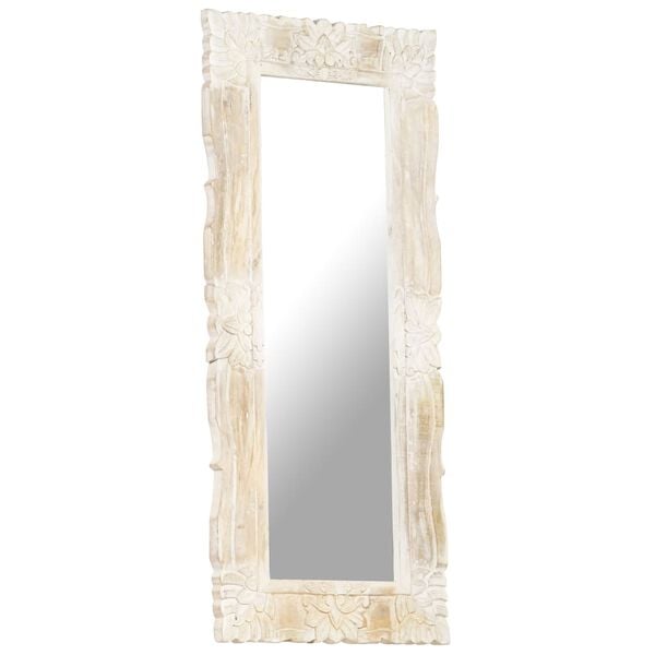 vidaXL Mirror White 110x50 cm Solid Mango Wood