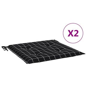 vidaXL Garden Chair Cushions 2 pcs Black Check Pattern 40x40x4 cm Fabric