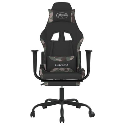vidaXL Swivel Gaming Chair with Footrest Black and Camouflage Fabric