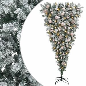 vidaXL Upside-down Artificial Hinged Christmas Tree 150 cm 150 LEDs