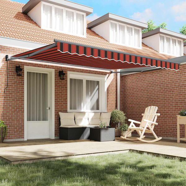 vidaXL Retractable Awning Manual Orange and Brown 400 x 300 cm