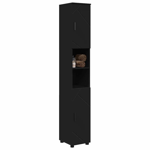 vidaXL Bathroom Tall Cabinet Black 30 x 35 x 192 cm Engineered wood