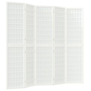 vidaXL Folding 5-Panel Room Divider Japanese Style 200x170 cm White
