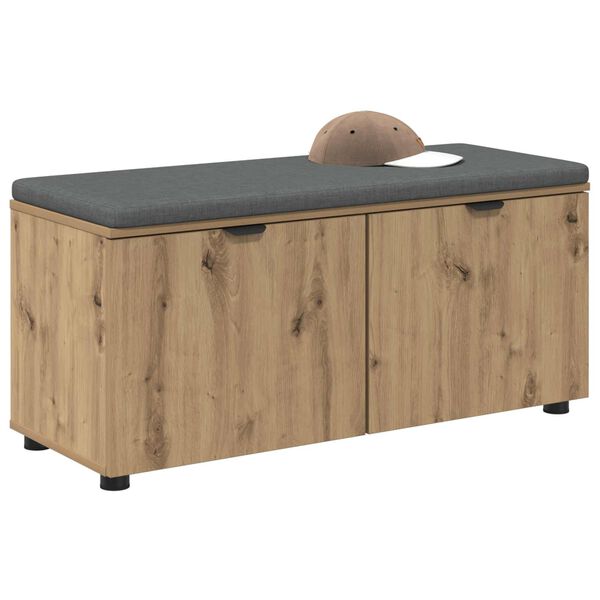 vidaXL Hall Bench with Cushion with Door Artisan Oak 100 x 38 x 46 cm