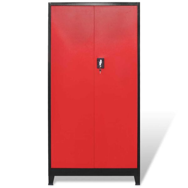vidaXL Tool Cabinet with Tool Chest Steel 90x40x180 cm Red and Black