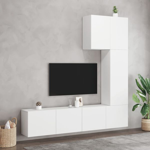 vidaXL 5 Piece TV Wall Units White Engineered Wood