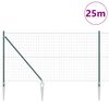 vidaXL Fence with Post Green 1 x 25 m Steel