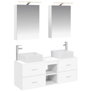 vidaXL Bathroom Furniture Set 5 pcs White Engineered Wood and Glass
