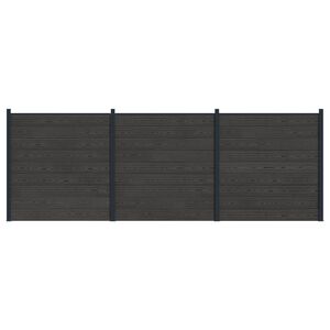 vidaXL Fence Set 3 pcs 526 x 186 cm WPC and Aluminium Black
