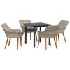 vidaXL Dining Set Light grey Poly rattan
