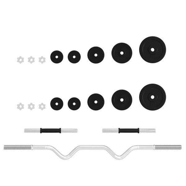 vidaXL Barbell and Dumbbell Set 30 kg Cast Iron