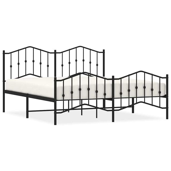 vidaXL Metal Bed Frame without Mattress with Footboard&nbsp;Black 183x213cm