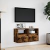 vidaXL TV Wall Cabinets with LED Lights 2 pcs Smoked Oak 41x31x45 cm